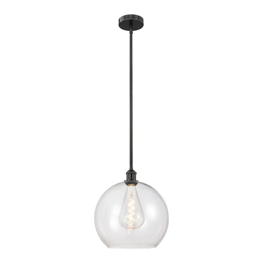 Innovations Athens 14in 1-Light Pendant | Industrial Matte Black Steel and Clear Glass | Kitchen Island & Dining Room | Model 616-1S-BK-G122-14-LED