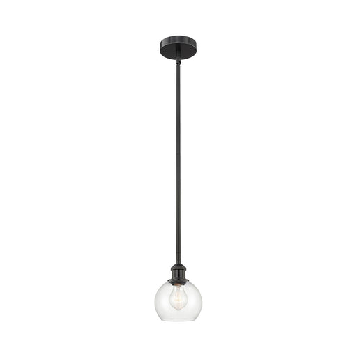 Innovations Athens 6in 1-Light Mini Pendant | Industrial Matte Black Steel and Clear Glass | Kitchen Island & Breakfast Bar | Model 616-1S-BK-G122-6-LED