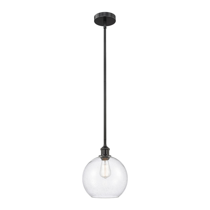 Innovations Athens 10in 1-Light Mini Pendant | Industrial Matte Black Steel and Seedy Glass | Kitchen Island | 10 x 10 x | Model 616-1S-BK-G124-10-LED