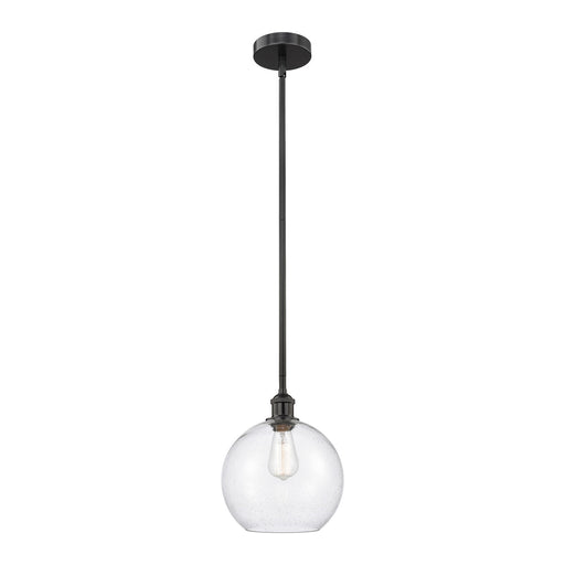 Innovations Athens 10in 1-Light Mini Pendant | Industrial Matte Black Steel and Seedy Glass | Kitchen Island | 10 x 10 x | Model 616-1S-BK-G124-10-LED