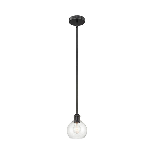 Innovations Athens 6in 1-Light Mini Pendant | Industrial Matte Black Steel and Seedy Glass | Kitchen Island & Dining Room | Model 616-1S-BK-G124-6-LED
