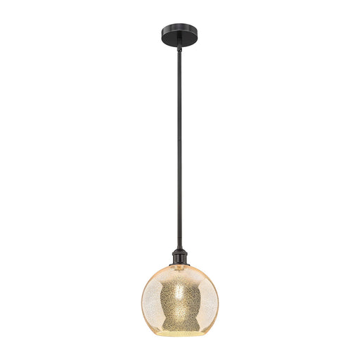 Innovations Athens 10in 1-Light Mini Pendant | Industrial Matte Black Steel and Mercury Glass | Kitchen Island & Dining Room | Model 616-1S-BK-G128-10