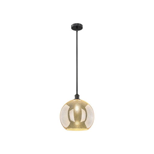 Innovations Athens 14in 1-Light Pendant | Industrial Matte Black Steel and Mercury Glass | Kitchen Island & Dining Room | 13.75 | Model 616-1S-BK-G128-14