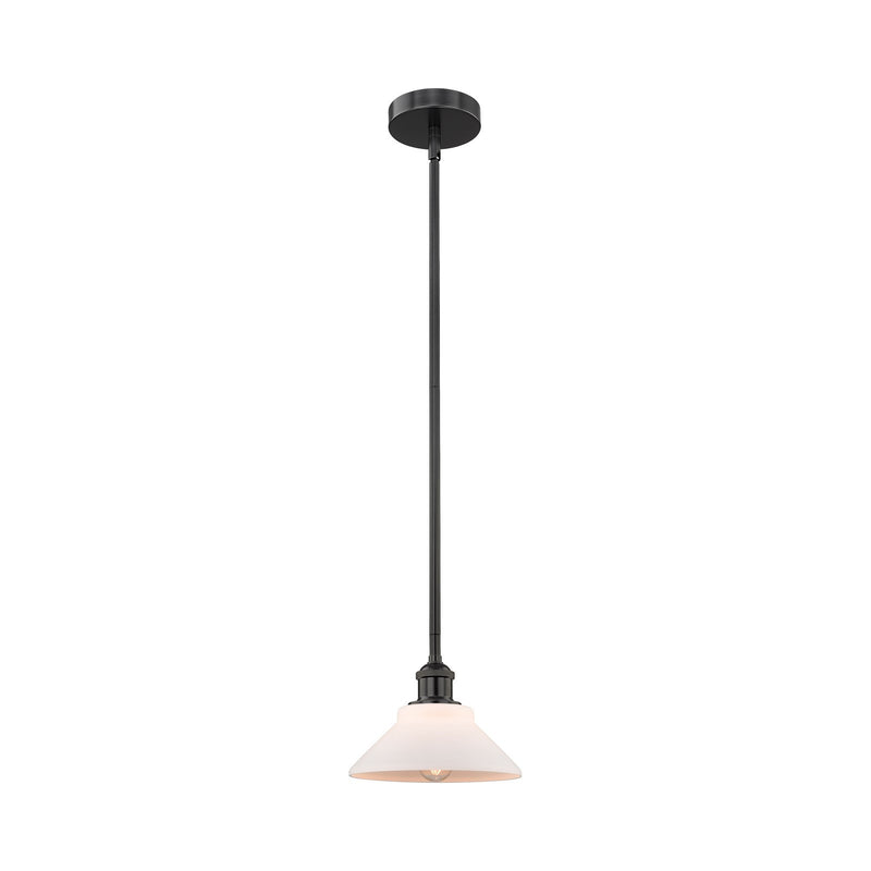 Innovations Orwell 1-Light 8.38in Mini Pendant | Industrial Matte Black Steel and Matte White Glass | Kitchen Island & Dining Room | Model 616-1S-BK-G131