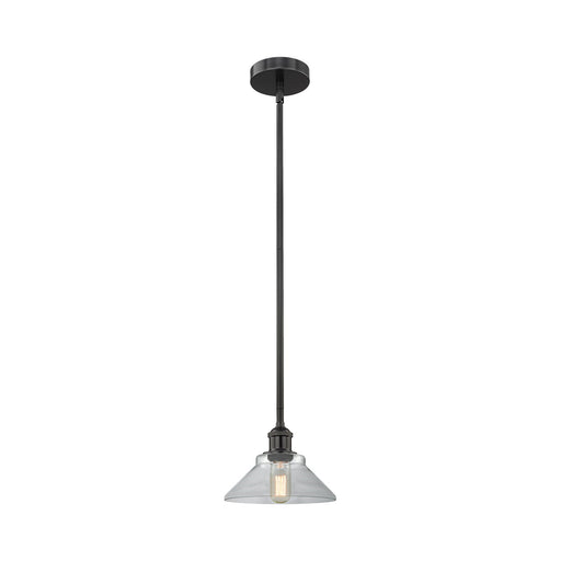 Innovations Orwell 8.38in 1-Light Mini Pendant | Industrial Matte Black Steel and Clear Glass | Kitchen Island & Dining Room | Model 616-1S-BK-G132-LED