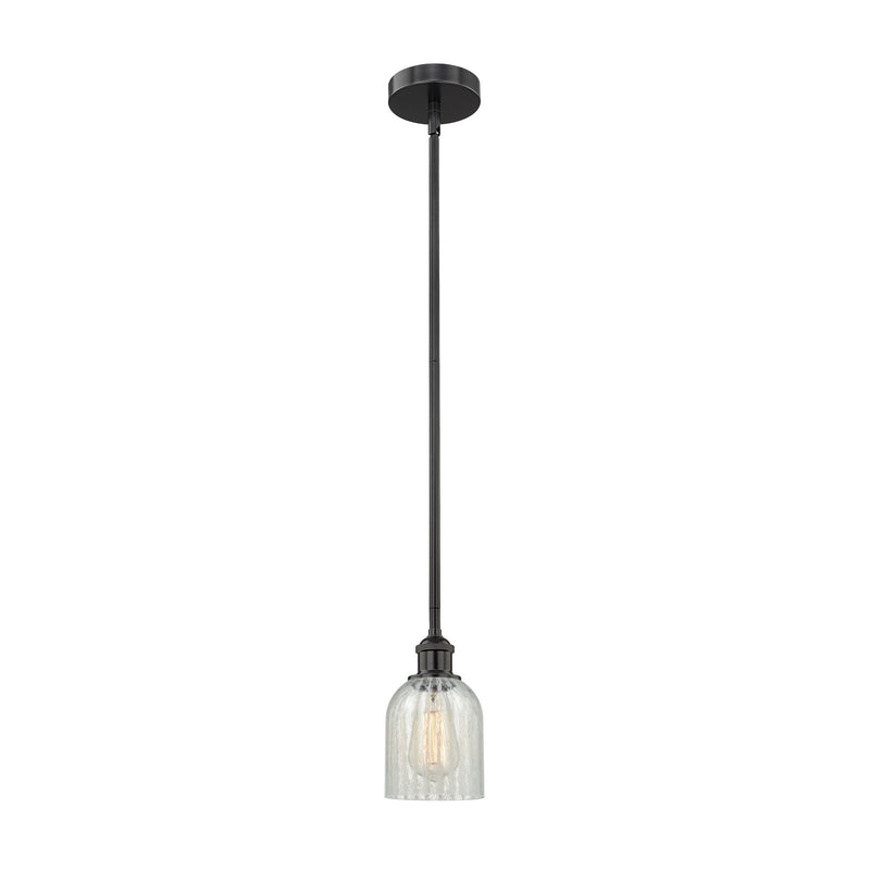 Innovations Caledonia 5in 1-Light Mini Pendant | Industrial Matte Black Steel and Mouchette Glass | Kitchen Island & Dining Room | Model 616-1S-BK-G2511
