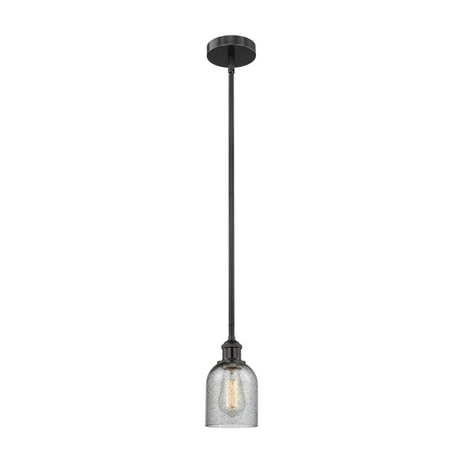 Innovations Caledonia 5in 1-Light Mini Pendant | Industrial Matte Black Steel and Charcoal Glass | Kitchen Island & Dining Room | Model 616-1S-BK-G257-LED