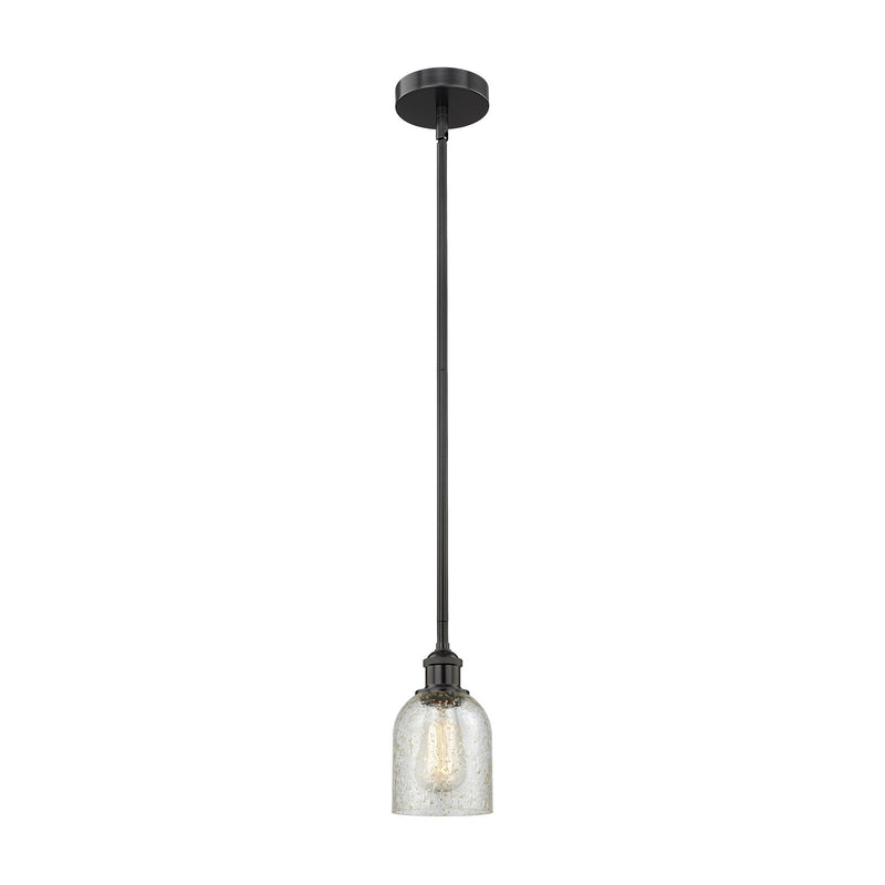 Innovations Caledonia 5in 1-Light Mini Pendant | Industrial Matte Black Steel and Mica Glass | Kitchen Island & Dining Room | 5 | Model 616-1S-BK-G259-LED