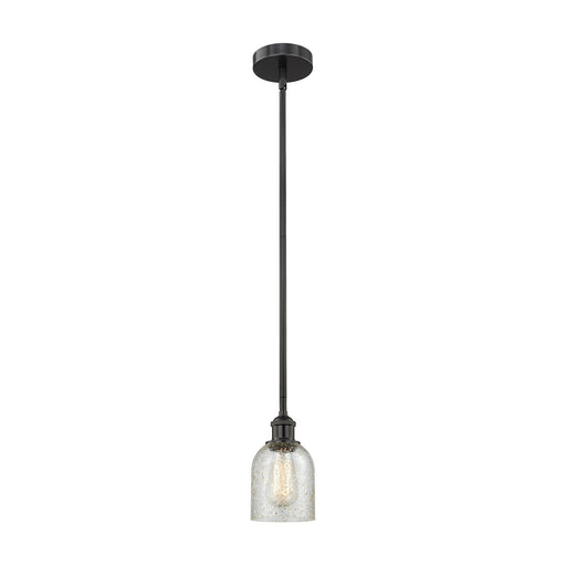 Innovations Caledonia 5in 1-Light Mini Pendant | Industrial Matte Black Steel and Mica Glass | Kitchen Island & Dining Room | 5 | Model 616-1S-BK-G259-LED