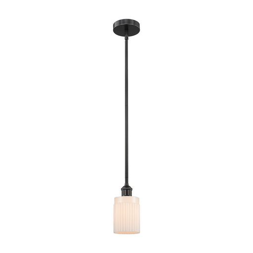 Innovations Hadley 4.5in 1-Light Mini Pendant | Modern Transitional Matte Black Steel and Matte White Ribbed Glass | Kitchen | Model 616-1S-BK-G341-LED