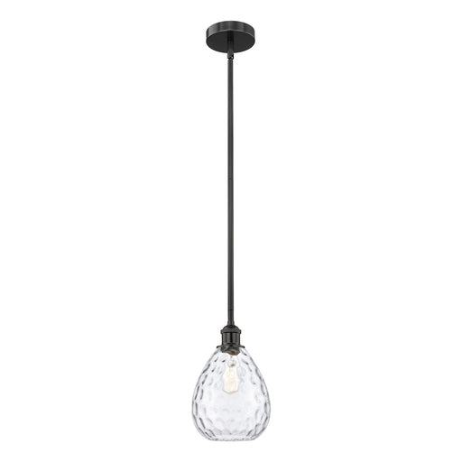 Innovations Waverly 8in 1-Light Mini Pendant | Industrial Matte Black Steel and Clear Glass | Kitchen Island & Dining Room | Model 616-1S-BK-G372