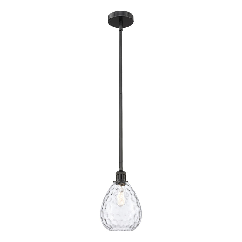 Innovations Waverly 8in 1-Light Mini Pendant | Industrial Matte Black Steel and Clear Glass | Kitchen Island & Dining Room | 8 | Model 616-1S-BK-G372-LED