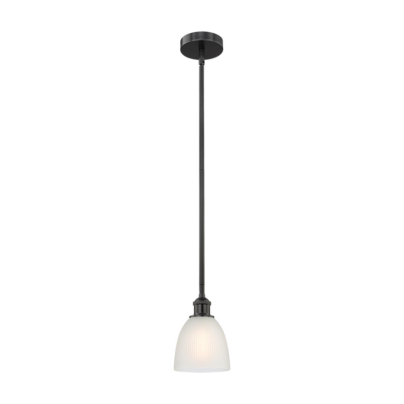 Innovations Castile 6in 1-Light Mini Pendant | Industrial Matte Black Steel and White Glass | Kitchen Island & Dining Room | Model 616-1S-BK-G381-LED
