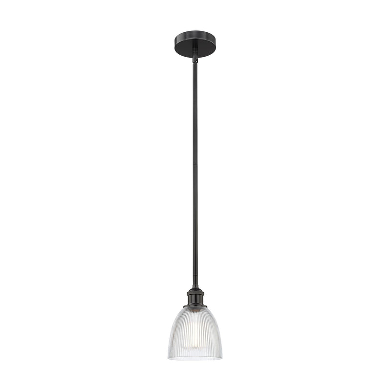 Innovations Castile 6in 1-Light Mini Pendant | Industrial Matte Black Steel and Clear Glass | Kitchen Island & Dining Room | 6 x 6 | Model 616-1S-BK-G382