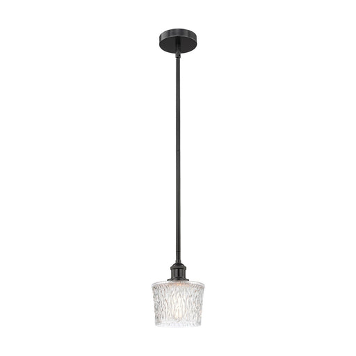 Innovations Niagara 7in 1-Light Mini Pendant | Industrial Matte Black Steel and Clear Textured Glass | Kitchen Island & Dining Room | Model 616-1S-BK-G402