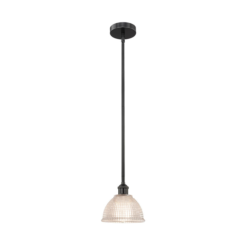 Innovations Arietta 8in 1-Light Mini Pendant | Industrial Matte Black Steel and Clear Glass | Kitchen Island & Dining Room | 8 x 8 | Model 616-1S-BK-G422