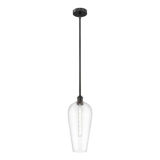 Innovations Chelsea 8in 1-Light Mini Pendant | Industrial Matte Black Steel and Clear Glass | Kitchen Island & Dining Room | 8 | Model 616-1S-BK-G456-8CL