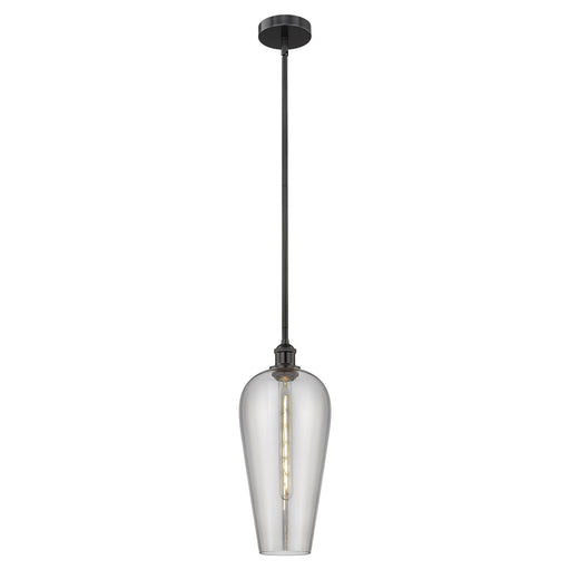 Innovations Chelsea 8in 1-Light Mini Pendant | Industrial Matte Black Steel and Light Smoked Glass | Kitchen Island & Dining | Model 616-1S-BK-G456-8SM