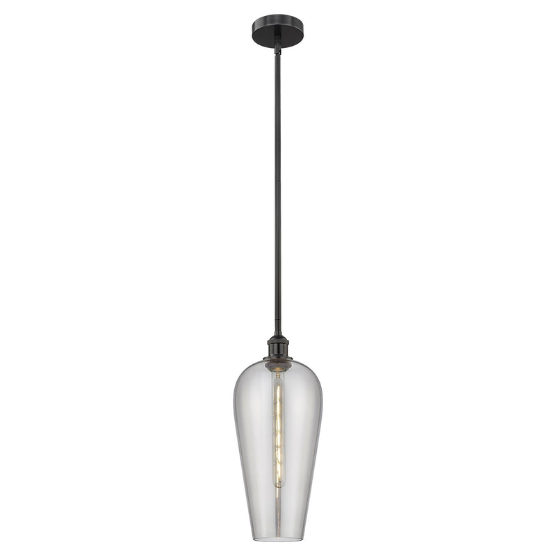 Innovations Chelsea 8in 1-Light Mini Pendant | Industrial Matte Black Steel and Light Smoked Glass | Kitchen Island & Dining | Model 616-1S-BK-G456-8SM