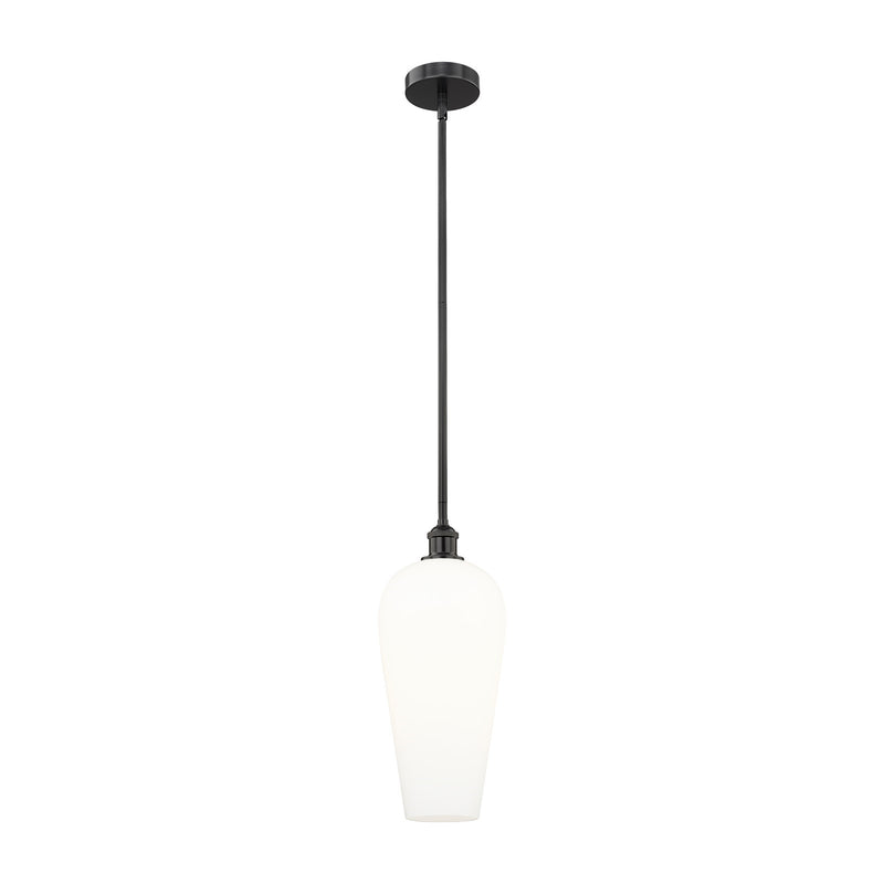Innovations Chelsea 8in 1-Light Mini Pendant | Industrial Matte Black Steel and White Glass | Kitchen Island & Dining Room | 8 | Model 616-1S-BK-G456-8WH