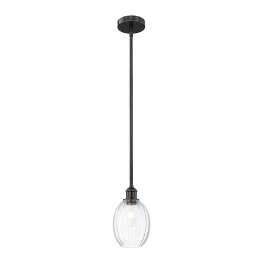 Innovations Preston Bulb 6.25in 1-Light Mini Pendant | Industrial Matte Black Steel and Clear Glass | Kitchen Island & Dining | Model 616-1S-BK-G459-6CL