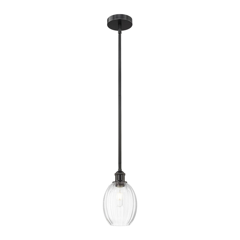Innovations Preston Bulb 6.25in 1-Light Mini Pendant | Industrial Matte Black Steel and Clear Glass | Kitchen Island & Dining | Model 616-1S-BK-G459-6CL