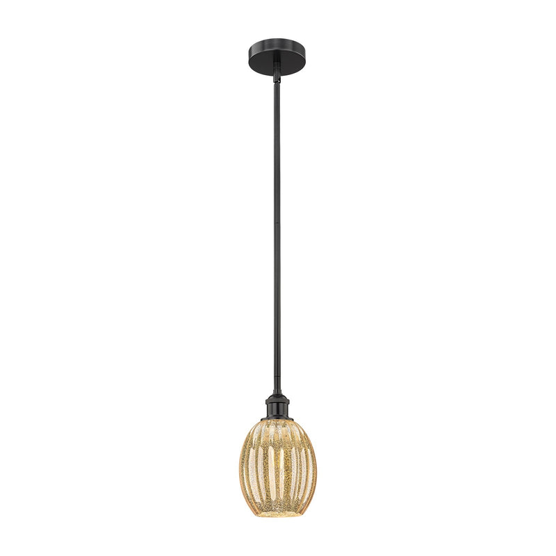 Innovations Preston Bulb 6.25in 1-Light Mini Pendant | Industrial Matte Black Steel and Mercury Glass | Kitchen Island | 6.25 x | Model 616-1S-BK-G459-6ME