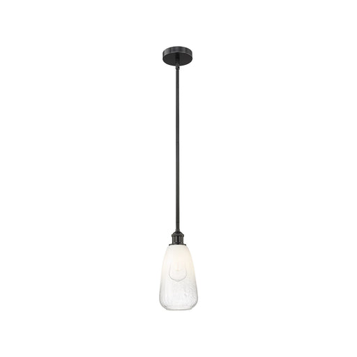 Innovations Brookhaven Almond 6in 1-Light Mini Pendant | Industrial Matte Black Steel and Opal Glass | Kitchen Island & Dining | Model 616-1S-BK-G480-6OP