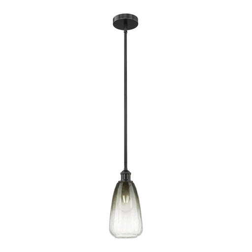 Innovations Brookhaven Almond 6in 1-Light Mini Pendant | Industrial Matte Black Steel and Slate Glass | Kitchen Island & Dining | Model 616-1S-BK-G480-6SL