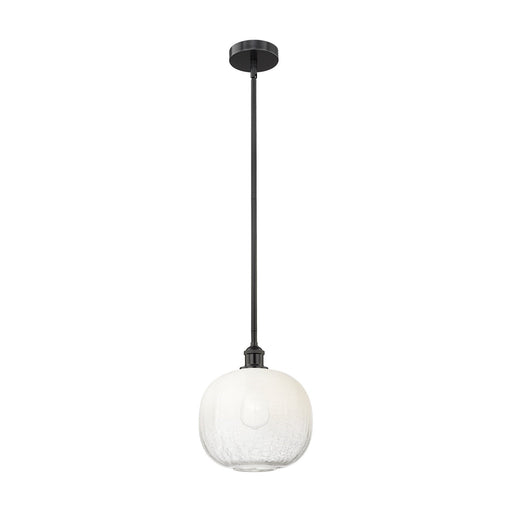 Innovations Brookhaven Sphere 11in 1-Light Mini Pendant | Industrial Matte Black Steel and Opal Glass | Kitchen Island & | Model 616-1S-BK-G481-10OP