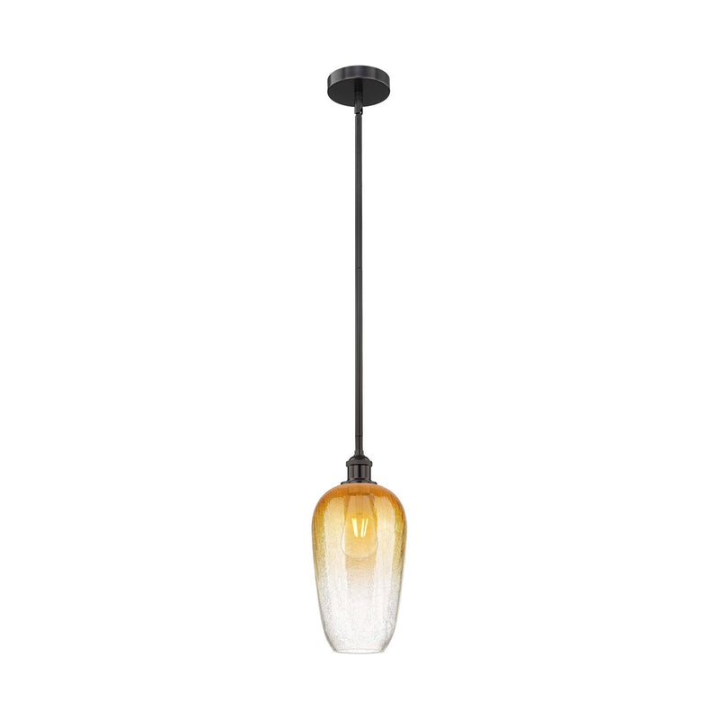 Innovations Brookhaven Flute 7in 1-Light Mini Pendant | Industrial Matte Black Steel and Amber Glass | Kitchen Island & Dining | Model 616-1S-BK-G484-7AM