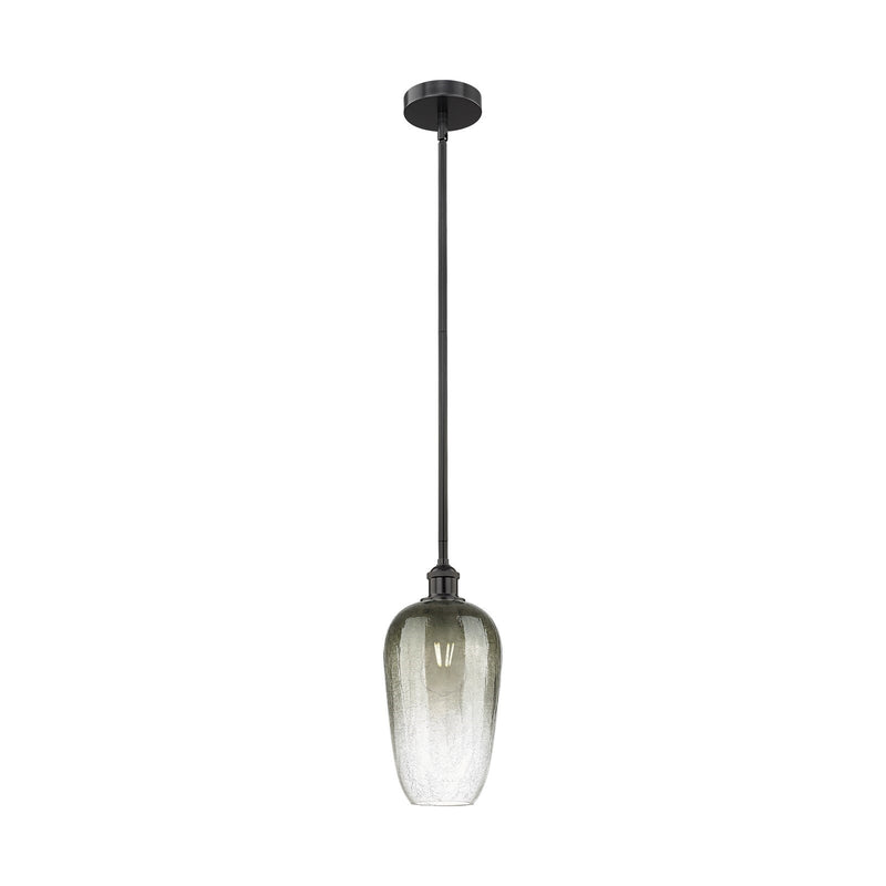 Innovations Brookhaven Flute 7in 1-Light Mini Pendant | Industrial Matte Black Steel and Slate Glass | Kitchen Island & Dining | Model 616-1S-BK-G484-7SL