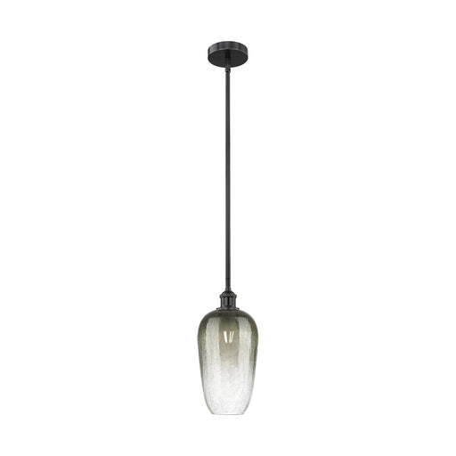 Innovations Brookhaven Flute 7in 1-Light Mini Pendant | Industrial Matte Black Steel and Slate Glass | Kitchen Island & Dining | Model 616-1S-BK-G484-7SL