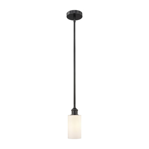 Innovations Clymer 4in 1-Light Mini Pendant | Industrial Matte Black Steel and Matte White Glass | Kitchen Island & Dining Room | Model 616-1S-BK-G801-LED