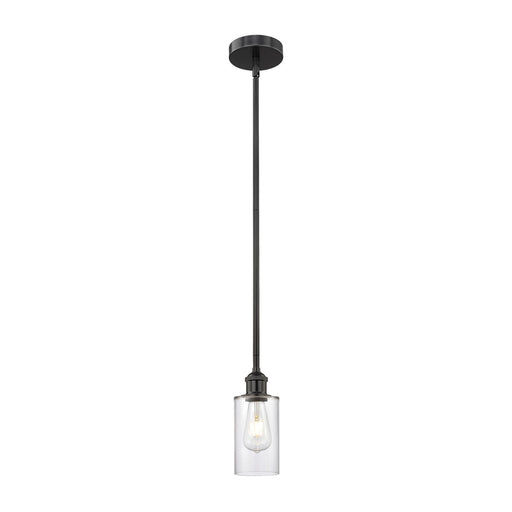 Innovations Clymer 4in 1-Light Mini Pendant | Art Nouveau Matte Black Steel and Clear Glass | Kitchen Island & Dining Room | Model 616-1S-BK-G802-LED