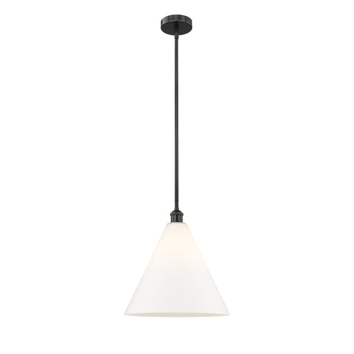 Innovations Berkshire Glass 16in 1-Light Pendant | Industrial Matte Black Steel and Matte White Glass | Kitchen Island & Dining | Model 616-1S-BK-GBC-161