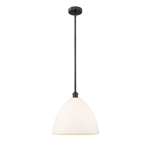 Innovations Bristol 16in 1-Light Pendant | Industrial Matte Black Steel and Matte White Glass | Kitchen Island & Dining Room | Model 616-1S-BK-GBD-161