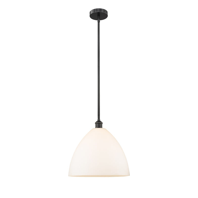 Innovations Bristol 16in 1-Light Pendant | Industrial Matte Black Steel and Matte White Glass | Kitchen Island & Dining Room | Model 616-1S-BK-GBD-161-LED