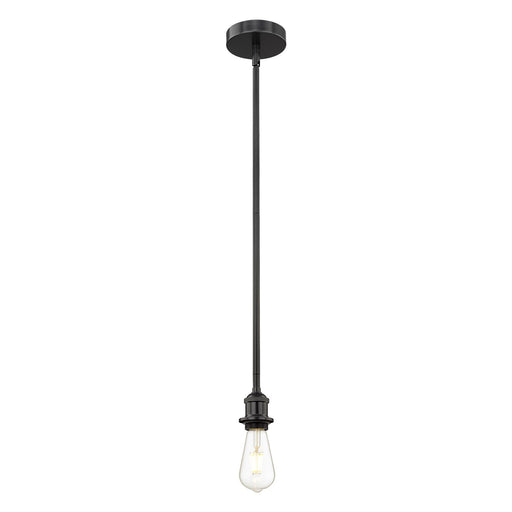 Innovations Lighting Edison 2in 1-Light Mini Pendant | Industrial Matte Black Steel Bare Bulb | Kitchen Island & Dining Room | Damp | Model 616-1S-BK-LED