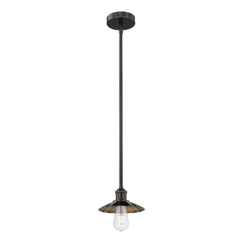 Innovations Scallop 8in 1-Light Mini Pendant | Industrial Matte Black Steel and Matte Black Metal Shade | Kitchen Island & Dining | Model 616-1S-BK-M17-BK