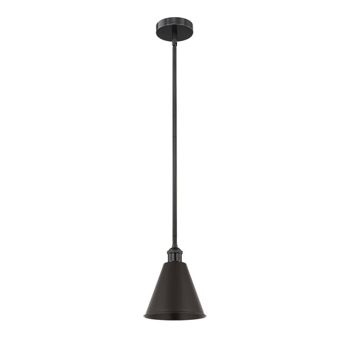 Innovations Berkshire 8in 1-Light Mini Pendant | Industrial Matte Black Steel and Cast Brass | Kitchen Island & Dining Room | 8 | Model 616-1S-BK-MBC-8-BK