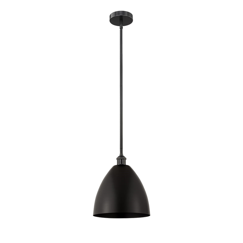 Innovations Bristol 12in 1-Light Mini Pendant | Industrial Farmhouse Matte Black Steel and Cast Brass with Matte Black Metal | Model 616-1S-BK-MBD-12-BK