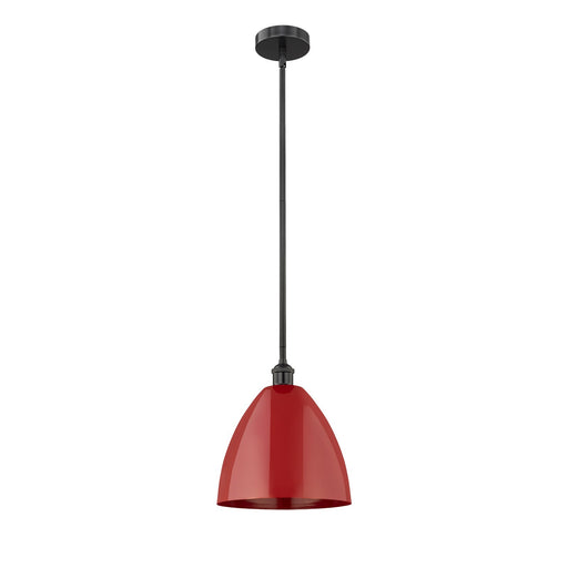 Innovations Plymouth 12in 1-Light Mini Pendant | Industrial Matte Black Steel and Matte Red Metal | Kitchen Island | 12 x 12.5 | Model 616-1S-BK-MBD-12-RD