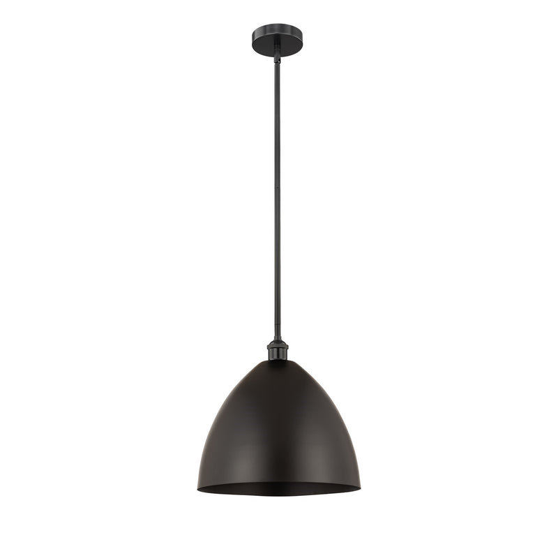 Innovations Bristol 16in 1-Light Mini Pendant | Industrial Farmhouse Matte Black Steel and Matte Black Metal Shade | Kitchen | Model 616-1S-BK-MBD-16-BK