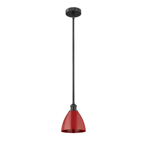 Innovations Plymouth 8in 1-Light Mini Pendant | Industrial Matte Black Steel and Matte Red Metal | Kitchen Island | 7.5 x 7.5 | Model 616-1S-BK-MBD-75-RD