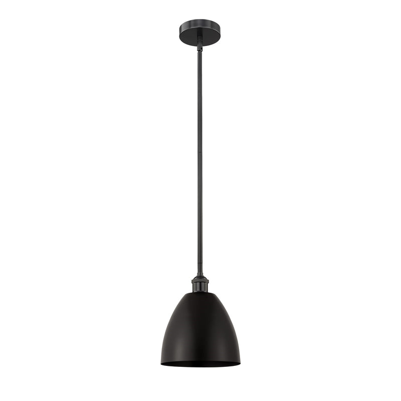Innovations Bristol 9in 1-Light Mini Pendant | Industrial Farmhouse Matte Black Steel and Cast Brass with Matte Black Metal | Model 616-1S-BK-MBD-9-BK