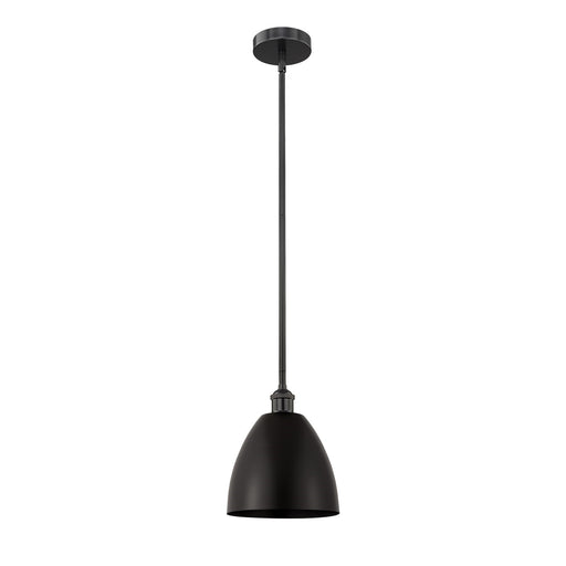 Innovations Bristol 9in 1-Light Mini Pendant | Industrial Farmhouse Matte Black Steel and Cast Brass with Matte Black Metal | Model 616-1S-BK-MBD-9-BK
