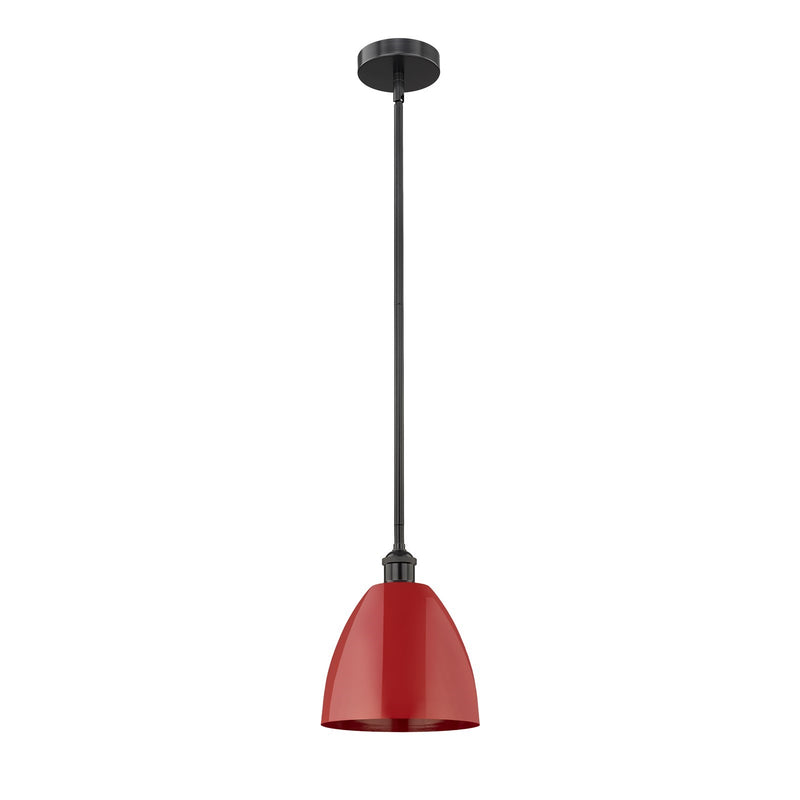 Innovations Plymouth 9in 1-Light Mini Pendant | Industrial Matte Black Steel and Red Metal | Kitchen Island | 9 x 9 x 10.62 in | Model 616-1S-BK-MBD-9-RD