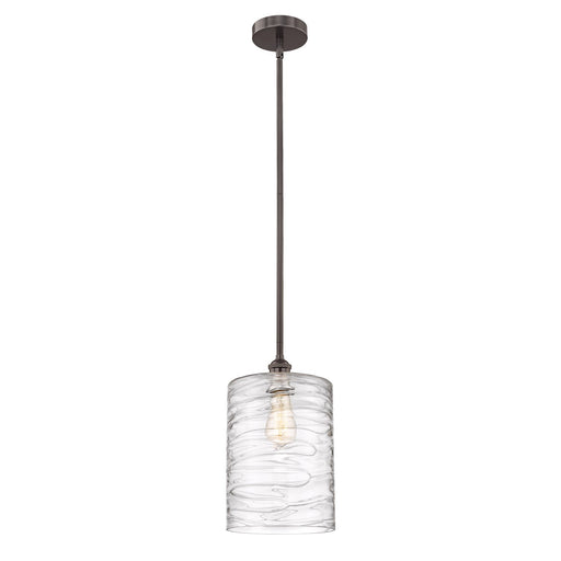 Innovations Cobbleskill 9in 1-Light Mini Pendant | Industrial Oil Rubbed Bronze Steel and Deco Swirl Clear Glass | Kitchen | Model 616-1S-OB-G1113-L