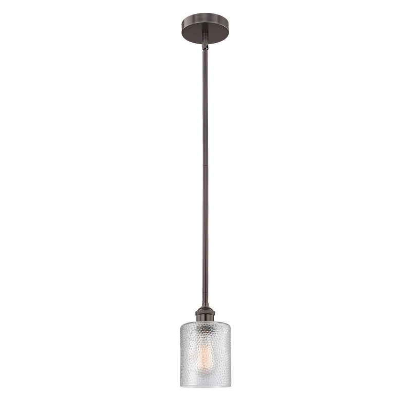 Innovations Cobbleskill 5in 1-Light Mini Pendant | Industrial Oil Rubbed Bronze Steel and Clear Glass | Kitchen Island & Dining | Model 616-1S-OB-G112-LED